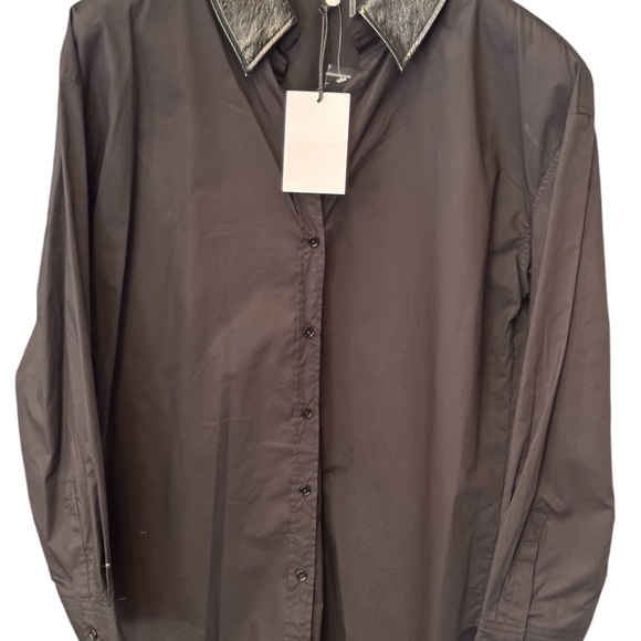 NWT Grey Lab Los Angeles, PU Collared Oversized Shirt - Picture 3 of 7
